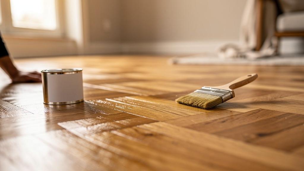 Application de finition huile sur un parquet rénové