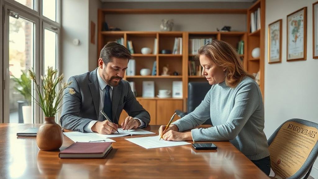 Rendez-vous de signature dans un office notarial