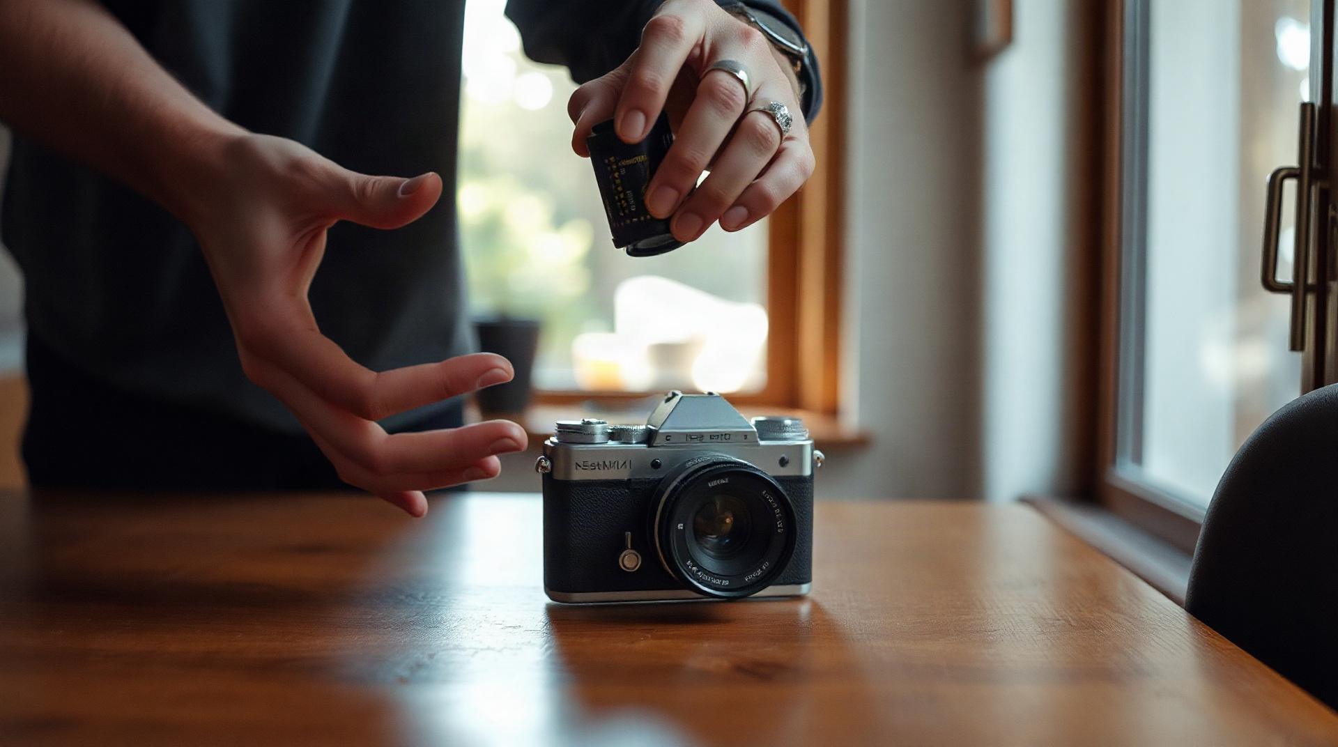 Deux rouleaux de pellicule Kodak posés côte à côte sur un fond neutre