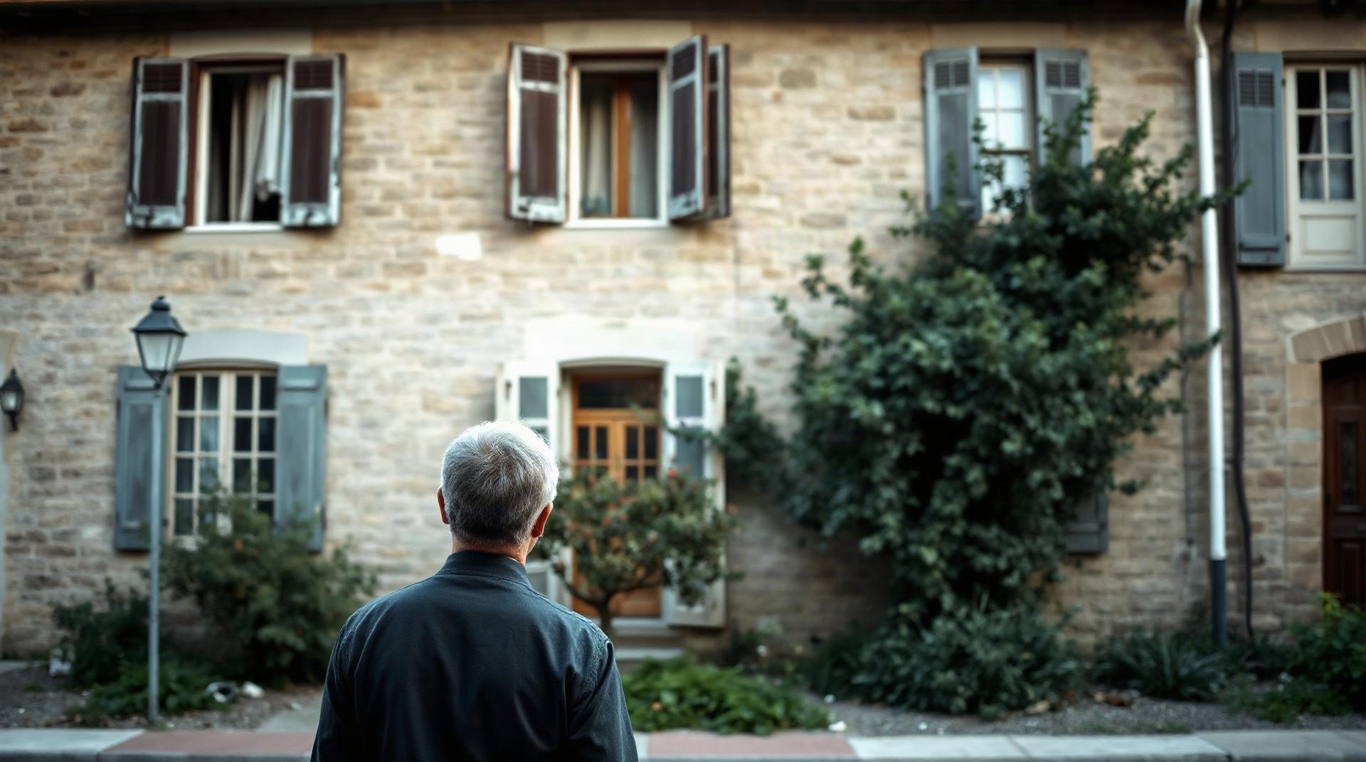 Façade d'une maison ancienne en indivision mise en vente