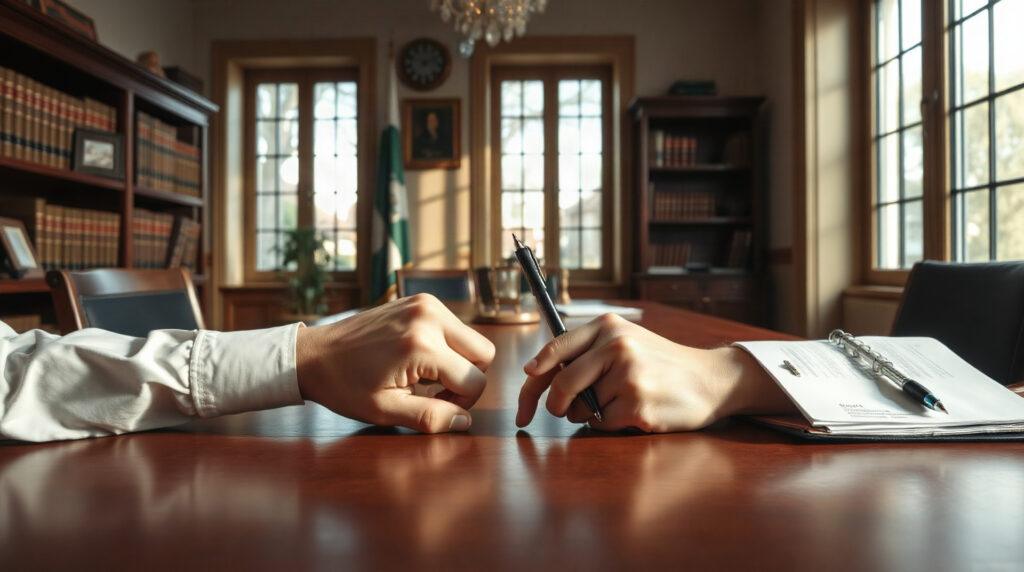 Signature d'un acte de vente en viager chez un notaire